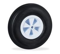 Relaxdays Rueda Maciza de Carretilla 3.50-6, Llanta de Plástico, Recambio para Carrito, Antipinchazos, Blanco y Negro