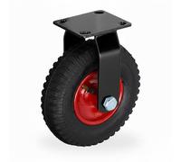Relaxdays Rueda Fija, 2.50-4, Carga 120 kg, Goma, Placa de Acero, neumática, para Cargas Pesadas, Negro/Rojo
