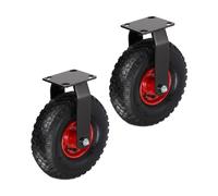 Relaxdays Rueda fija 3.00-4, juego 2 rojo,negro