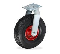 Relaxdays Rueda Giratoria 3.00-4 para Transporte de Objetos Pesados hasta 120 kg, Placa de Acero a Elegir, 30x26x13.5 cm