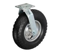 Relaxdays Rueda giratoria con neumático 3.50-6 negro,plata