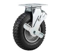 Relaxdays Rueda giratoria con freno, 2,50-4, 120 kg, negro/plateado