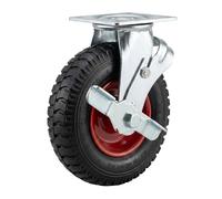 Relaxdays rueda giratoria con freno, 2,50-4, 120 kg, negro/rojo