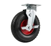 Relaxdays Rueda giratoria con freno, 3,00-4, 120 kg, neumática, goma y acero, cargas pesadas, negro/rojo