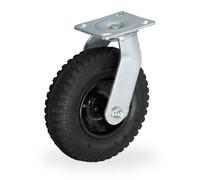 Relaxdays Rueda giratoria con neumático 2,50-4 negro,plata