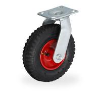 Relaxdays Rueda giratoria con neumático 2,50-4 rojo,negro,plata