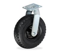 Relaxdays Rueda giratoria neumática 3.00-4 negro,plata