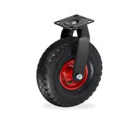 Relaxdays Rueda giratoria neumática 3.00-4 rojo,negro