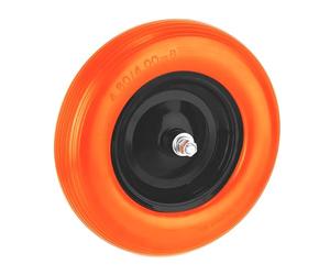 Relaxdays Rueda para Carretilla 16x4.00-8, Negro-Naranja | Goma maciza hasta 200 kg, llanta y eje de acero, repuesto