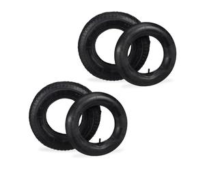 Relaxdays Ruedas de Carretilla con Cámara de Aire Set de 2, Neumáticos 4.00-8 para Carro, con Perfil, hasta 150kg, Negro, Caucho
