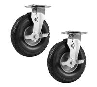 Relaxdays ruedas giratorias con freno, pack de 2, 3.00-4, 120 kg, neumáticas, goma y acero, carga pesada, negro/plateado