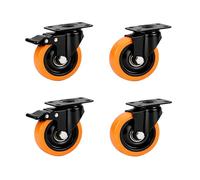 Relaxdays Ruedas giratorias, juego de 4, 50 mm, 400 kg, negro/naranja