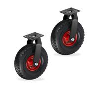 Relaxdays Ruedas neumáticas 3.00-4, pack 2 rojo,negro