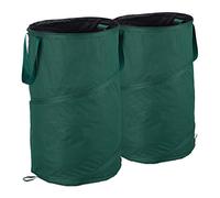 Relaxdays Saco Jardín Plegable de 120 L, Pack de 2 Unidades, Poliéster-Polietileno, Verde, ∅ 44 cm