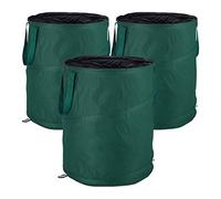 Relaxdays Saco Jardín Plegable de 160 L, Pack de 3 Unidades, Poliéster-Polietileno, Verde, ∅ 55 cm
