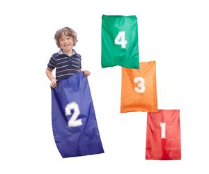 Relaxdays Sacos carreras infantiles azul,verde,rojo