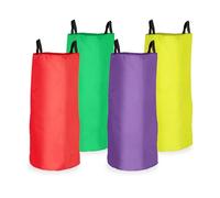 Relaxdays Sacos Carreras, Set 4, Juegos Exterior Niños, Bolsas Saltar Cumpleaños y Fiestas, Asas, Poliéster, Multicolor, 73 x 50 cm