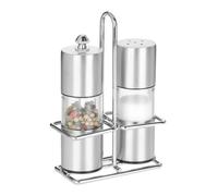 Relaxdays Salero y pimentero en un set de 2 plata,transparente