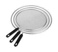 Relaxdays Salpicaduras para sartenes, Set de 3, colador de Acero Inoxidable, ∅ 25, 29 y 33 cm, Protector de Grasa, Negro, 20% plástico 80%