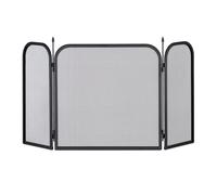 Relaxdays Salvachispas para la Chimenea, Pantalla Triple, Rejilla Plegable, Acero, 52,5 x 97 cm, Negro