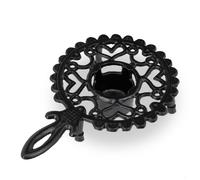 Relaxdays Calentador de Taza, Salvamantel para teteras, Hierro Fundido, para una Vela, Rústico, 1 Ud, Negro