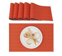 Relaxdays Salvamanteles para la Mesa del Comedor, Bambú, 30 x 45 cm, Conjunto de 6 Piezas, Lavable, Color Rojo