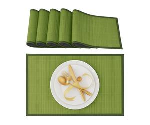 Relaxdays - Salvamanteles para la Mesa del Comedor, Bambú, 30 x 45 cm, Conjunto de 6 Piezas, Lavable, Color Verde