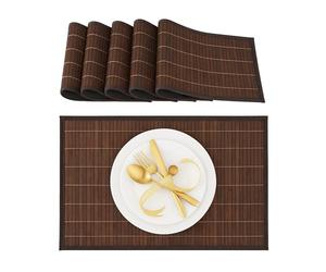 Relaxdays - Salvamanteles para la Mesa del Comedor, Bambú, 30 x 45 cm, Conjunto de 6 Piezas, Lavable, Color marrón