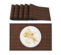 Relaxdays Salvamanteles para la Mesa del Comedor, Bambú, 30 x 45 cm, Conjunto de 6 Piezas, Lavable, Marrón