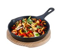 Relaxdays Sartén de hierro fundido con soporte antracita,marrón claro