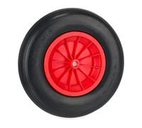 Relaxdays Schubkarrenrad PU Rueda Carretilla 4.80/4.00-8, Goma con Llanta Plástico, Neumático Repuesto Antipinchazos, 100 kg, Negro/Rojo, 39 x 8,5 cm