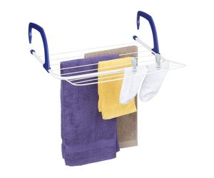 Relaxdays Secador colgante plegable blanco,azul oscuro