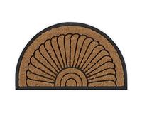 Relaxdays semicircular Fibra Felpudo Goma y Coco Medialuna, 75 x 45 cm, Antideslizante, Resistente, Interior y Exterior, Tapete, Natural, 2 x 75 x 45 cm Aprox