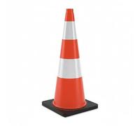 Relaxdays señalización, 75 cm, Cono de Seguridad, Alta Visibilidad, Reflectante, PVC y Goma, Naranja/Plata, Plástico, Caucho, 72 x 36 x 36 cm