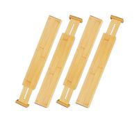 Relaxdays Separador Cajones, Pack 4 Unidades, Organizadores para Cajón de Cocina y Oficina, Bambú, 6 x 55 cm, Marrón
