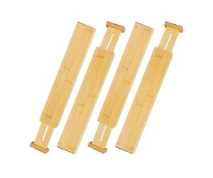 Relaxdays Separador Cajones, Pack 4 Unidades, Organizadores para Cajón de Cocina y Oficina, Bambú, 6 x 55 cm, Marrón