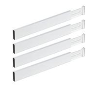 Relaxdays Separadores de Cajones, Set de 4 Divisores de Gavetas, Largo Ajustable de 46 a 56 cm, Baño, Cocina, Blanco