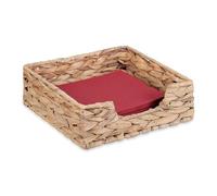 Relaxdays Servilletero de Jacinto de Agua, Dispensador de Servilletas 20x20 cm, Diseño Trenzado, Cuadrado, Natural