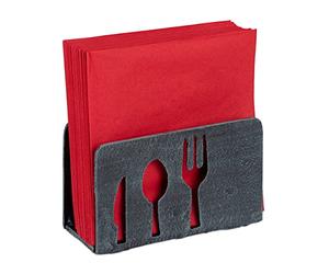 Relaxdays Servilletero de Mesa Decorativo, Soporte Servilletas 33 x 33 cm, Hierro Fundido, 1 Ud., 10 x 16 x 7 cm, Gris