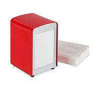 Relaxdays Servilletero de Mesa Retro para Bar, Cafetería y Heladería, Acero, Rojo, 15 x 9,5 x 11
