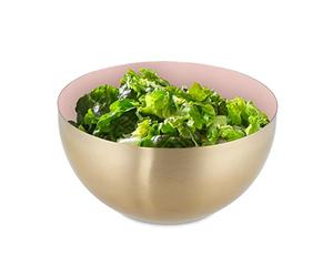 Relaxdays Servir Ensaladera Redonda 2 L, Frutero Acero Inoxidable, Cuenco Repostería, Bol Cocina 10,5x20cm, Rosa/Oro, 20 cm