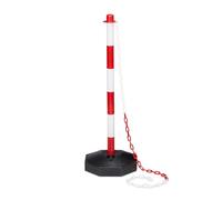 Relaxdays Set 1 Bolardo, Aprox. 82x28x28 cm, Poste Plástico Cadena, Apoyo Estable Llenable Agua y Arena, Rojo y Blanco