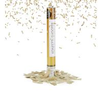 Relaxdays Set de 10 Cañones Confeti, Altura Efecto 6-8 m, Nochevieja, Cumpleaños y Boda, 40 cm, Disparador Confetti Papel, Dorado