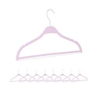 Relaxdays Set 10 perchas de fibra de paja de trigo fucsia,plata