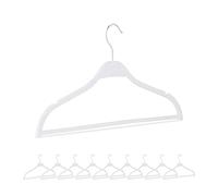 Relaxdays Set 10 Perchas Ropa Fibra Paja Trigo, Barra Colgar Pantalones, con Muescas, Compactas, 21x41,5x0,6cm, Blanco