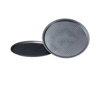 Relaxdays Set 10 platos horno pizza perforados antracita