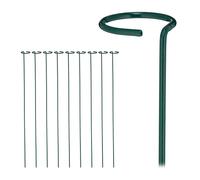 Relaxdays Tutores Plantas Metal, 10 Soportes Trepadoras con Anillo, Varillas Entutorar Enredaderas, 80 cm, Verde Oscuro, Acero, 80 x 6 x 6 cm