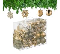 Relaxdays Set 100 Bolas Árbol Navidad, Bolitas Navideñas Brillantes, con Purpurina y Mate, 10 Diseños, Champán