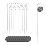 Relaxdays Set 12 etiquetas de pizarra para plantas antracita,plata