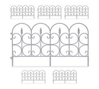 Relaxdays Set 12 Vallas de Jardín, Paneles Plástico de 38 x 68,5 cm c/u, Bordes Decorativos para Césped, con Estaca, Retro, Gris